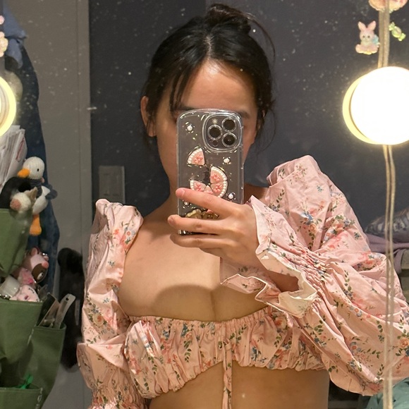 House of CB - Henrietta pink flower print top XS - Picture 4 of 4